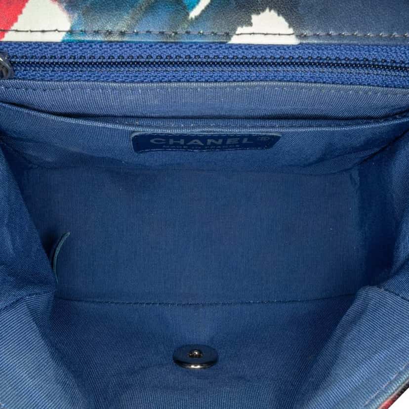 Chanel Mini Square Classic Calfskin Airline Flap Blue Leather Good condition - Box View