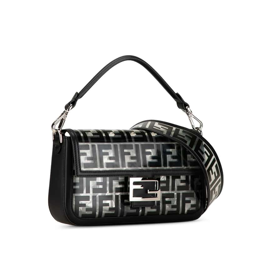 Fendi Medium Zucca PVC Baguette Satchel Black Good condition - Back View