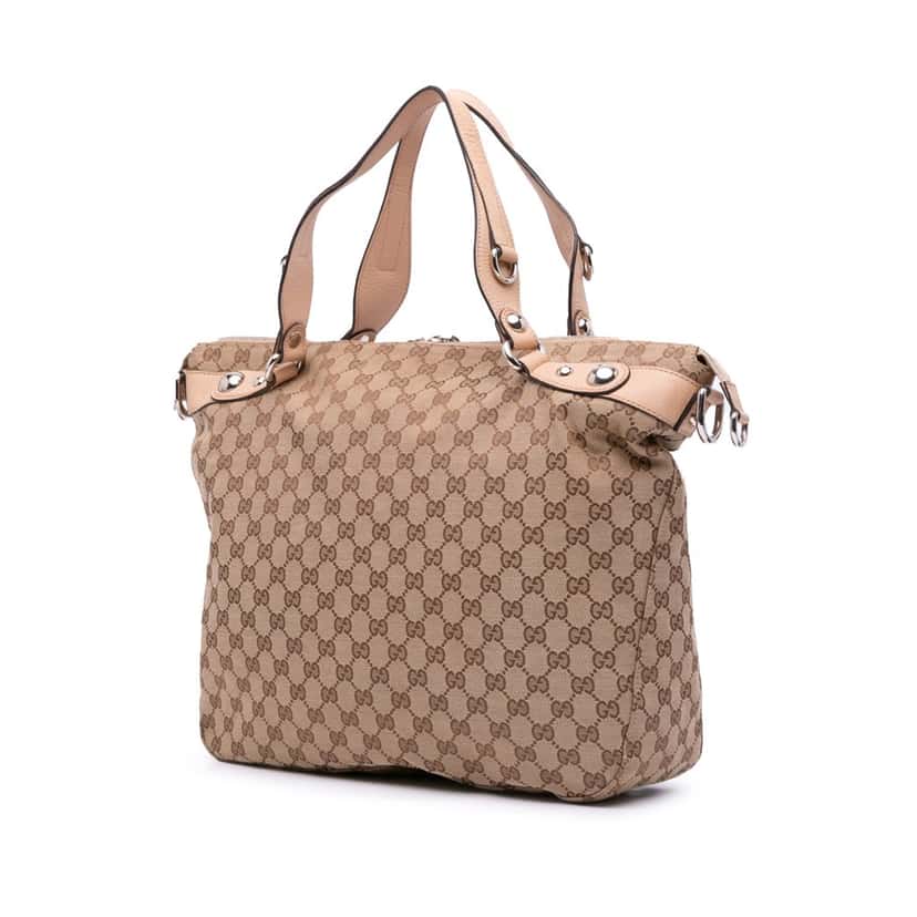 Gucci Large GG Canvas Icon Bit Satchel Brown Canvas Good condition - Back View