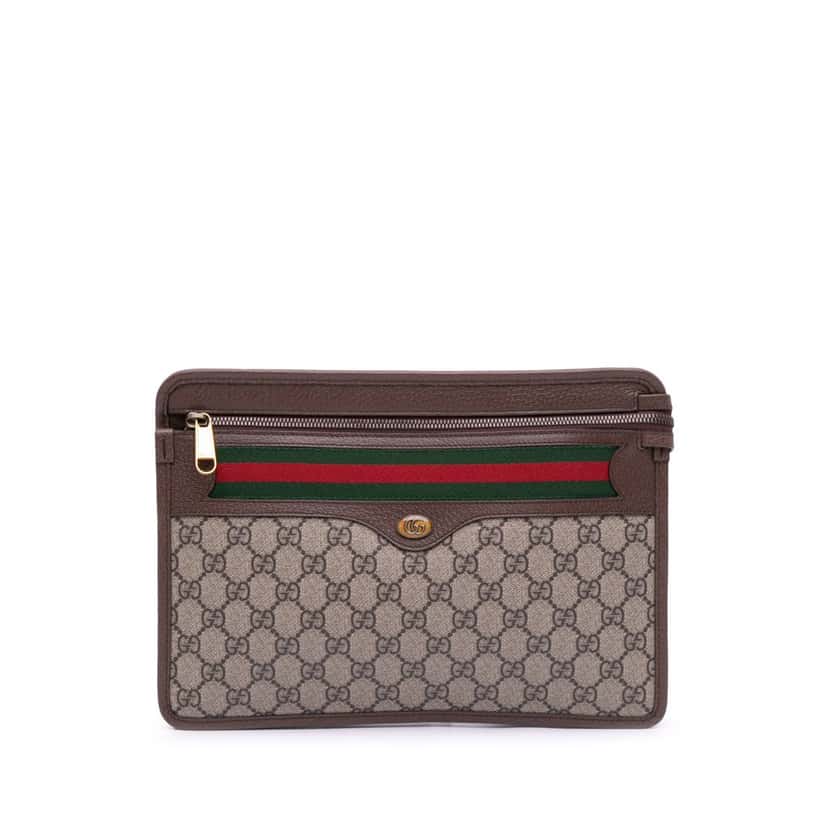 Gucci GG Supreme Web Ophidia Clutch Brown Canvas Good condition - Front View