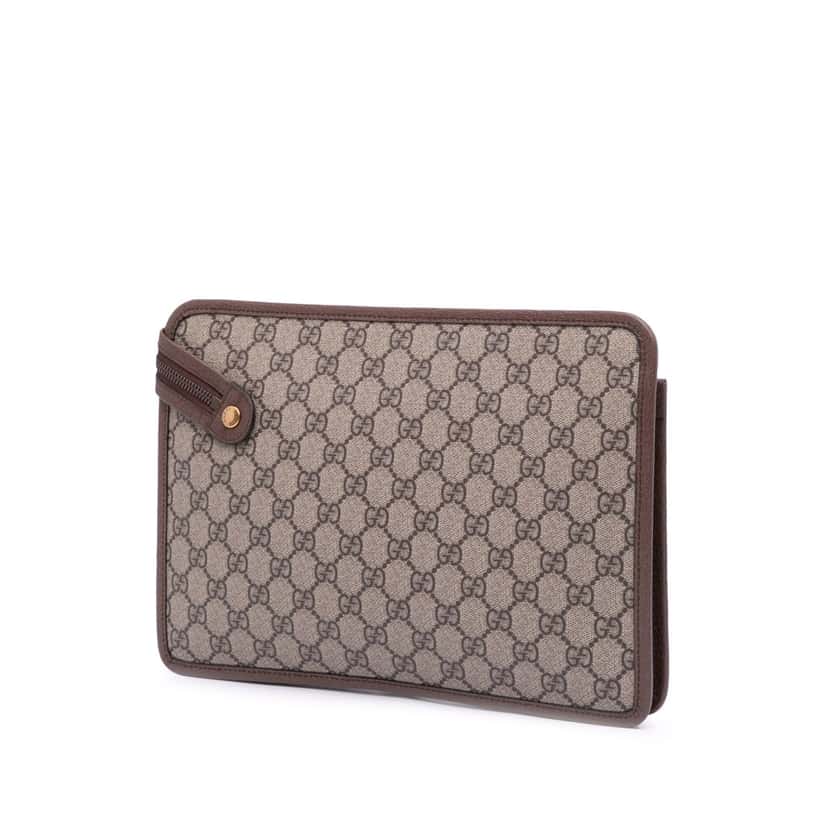 Gucci GG Supreme Web Ophidia Clutch Brown Canvas Good condition - Back View