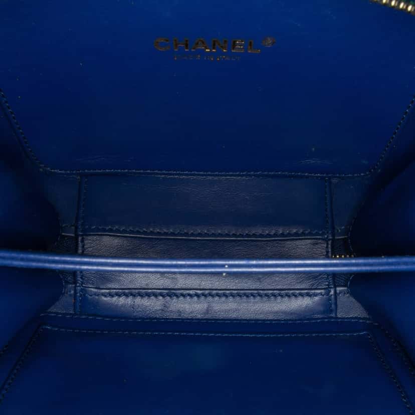 Chanel Small Jersey CC Filigree Vanity Case Blue Cotton Good condition - Box View