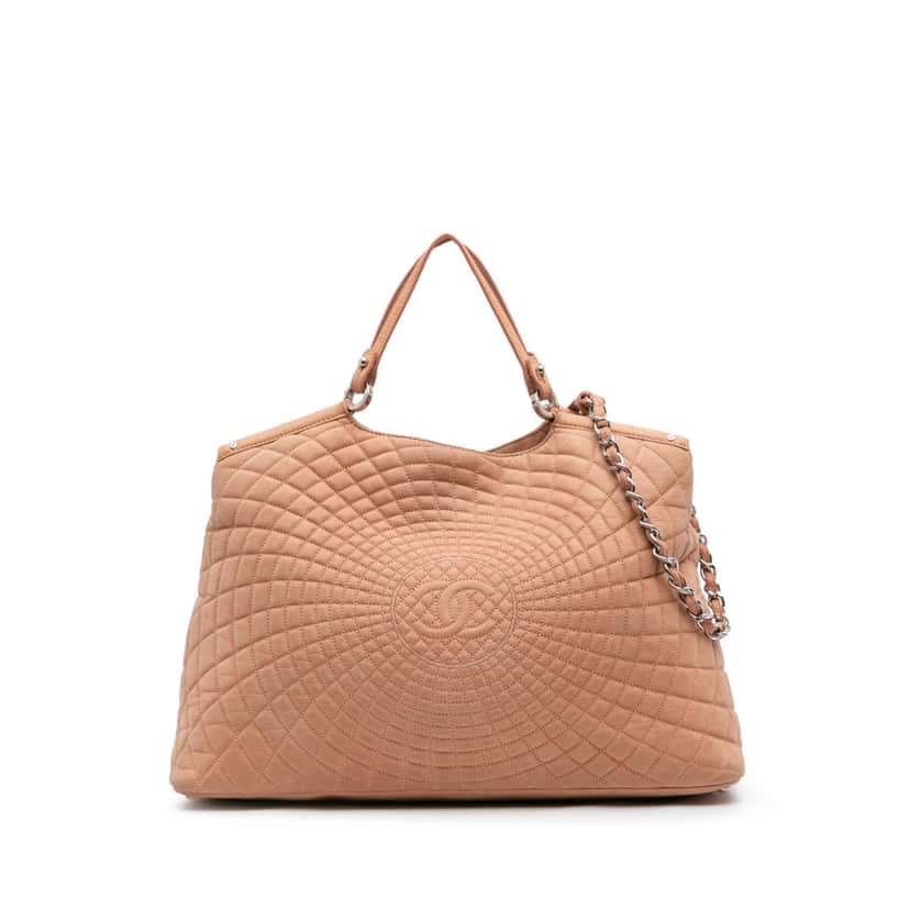 Chanel Large Quilted Iridescent Calfskin Sea Hit Tote Pink Leather Good condition - Front View