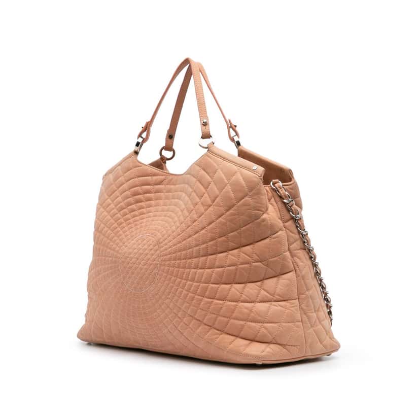 Chanel Large Quilted Iridescent Calfskin Sea Hit Tote Pink Leather Good condition - Back View