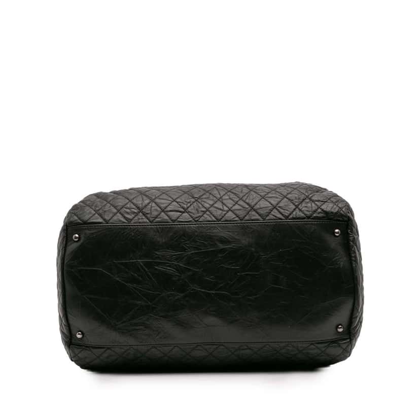 Chanel CC Quilted Aged Calfskin Coco Rider Bowling Bag Black Leather Good condition - Inside View