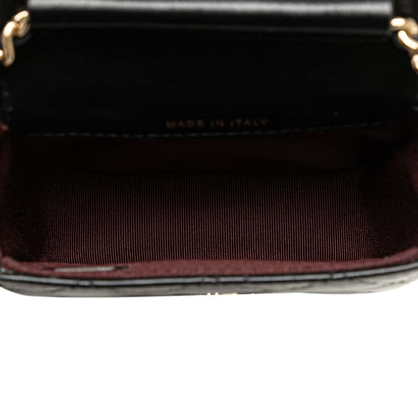 Chanel CC Quilted Lambskin Flap Card Holder On Chain Black Leather Good condition - Box View
