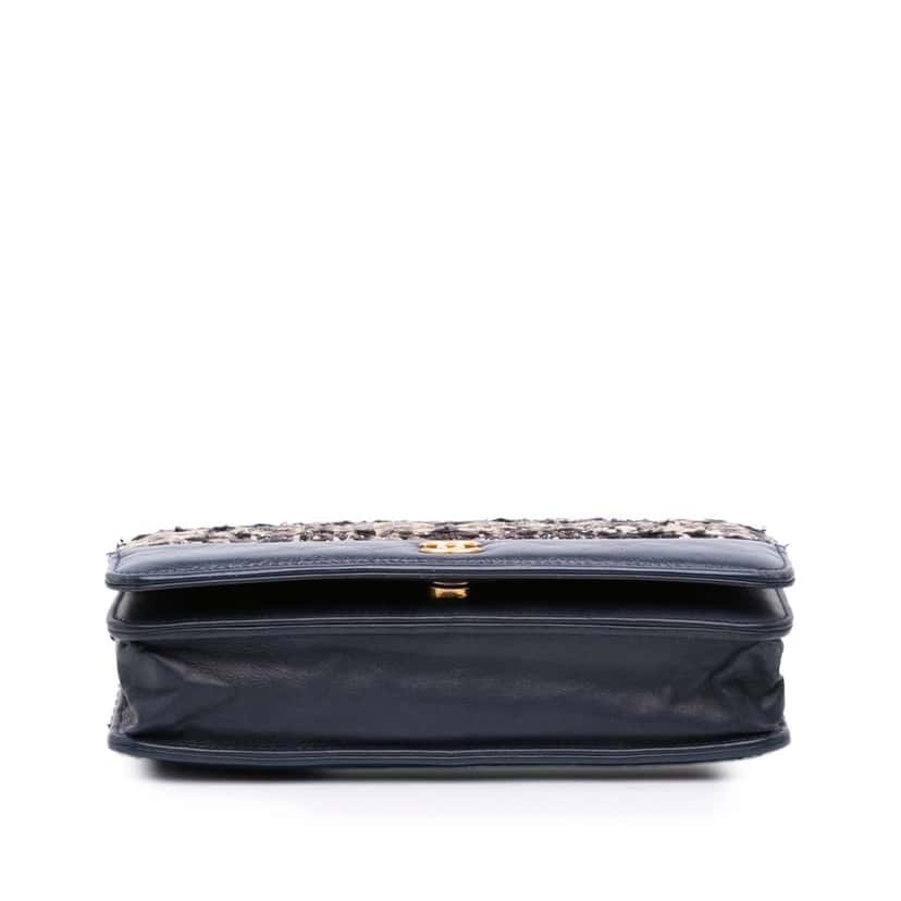 Chanel Quilted Tweed and Calfskin Gabrielle Wallet On Chain Brown Tweed Good condition - Inside View