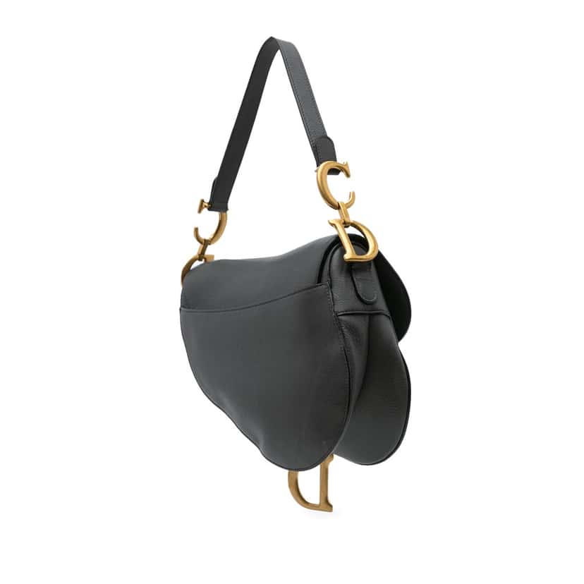 Dior Smooth Calfskin Saddle Bag Black Leather Good condition - Back View