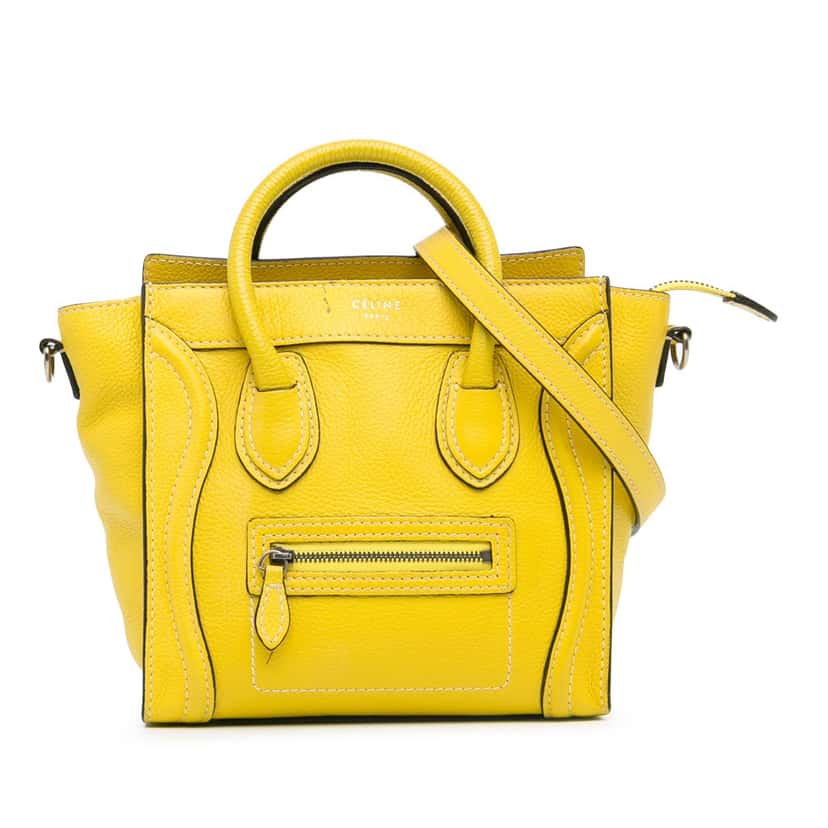 Celine Nano Luggage Tote Yellow Leather Good condition - Front View