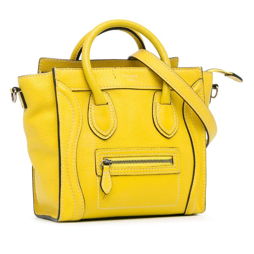 Celine Nano Luggage Tote Yellow Leather Good condition - Back View
