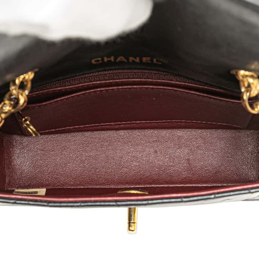 Chanel Mini Quilted Lambskin Single Flap Black Leather Good condition - Model View