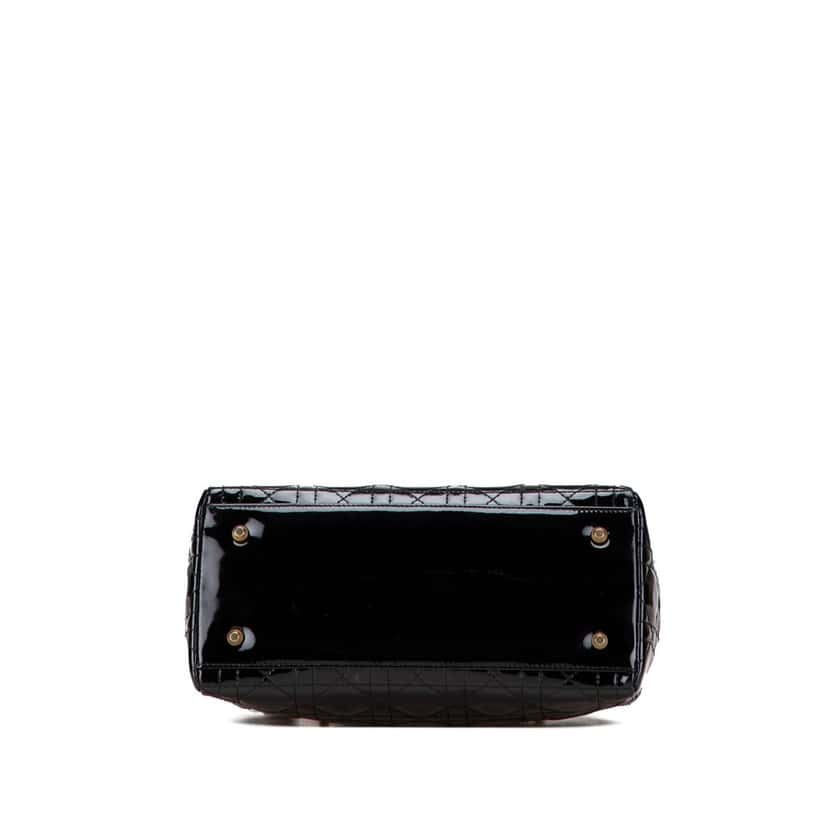 Dior Medium Patent Cannage Lady Dior Black Leather Good condition - Inside View