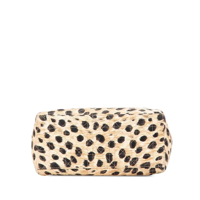 Dior Medium Canvas Cannage Leopard Print Lady Dior Brown Canvas Good condition - Inside View