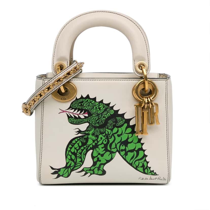 Dior Limited Edition Niki De Saint Phalle Mini Calfskin Dragon Lady Dior White Leather Good condition - Front View