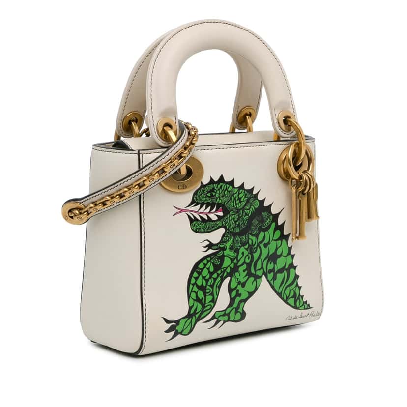 Dior Limited Edition Niki De Saint Phalle Mini Calfskin Dragon Lady Dior White Leather Good condition - Back View