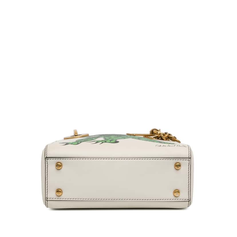 Dior Limited Edition Niki De Saint Phalle Mini Calfskin Dragon Lady Dior White Leather Good condition - Model View