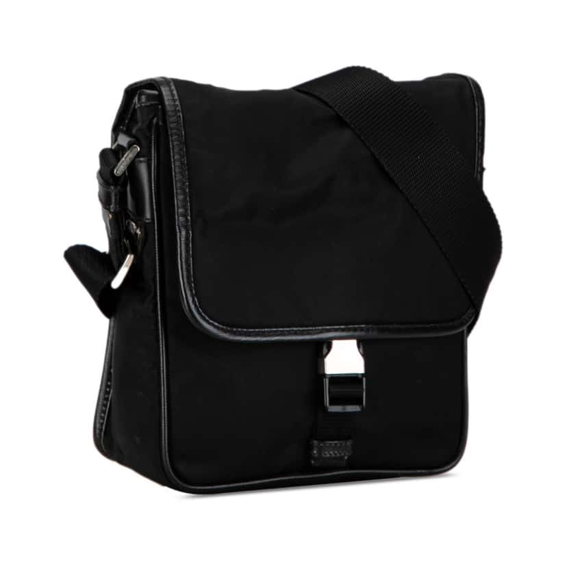 Prada Tessuto Buckle Messenger Bag Black Good condition - Back View