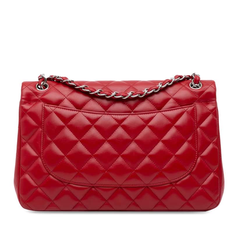 Chanel Jumbo Classic Lambskin Double Flap Red Leather Good condition - Inside View