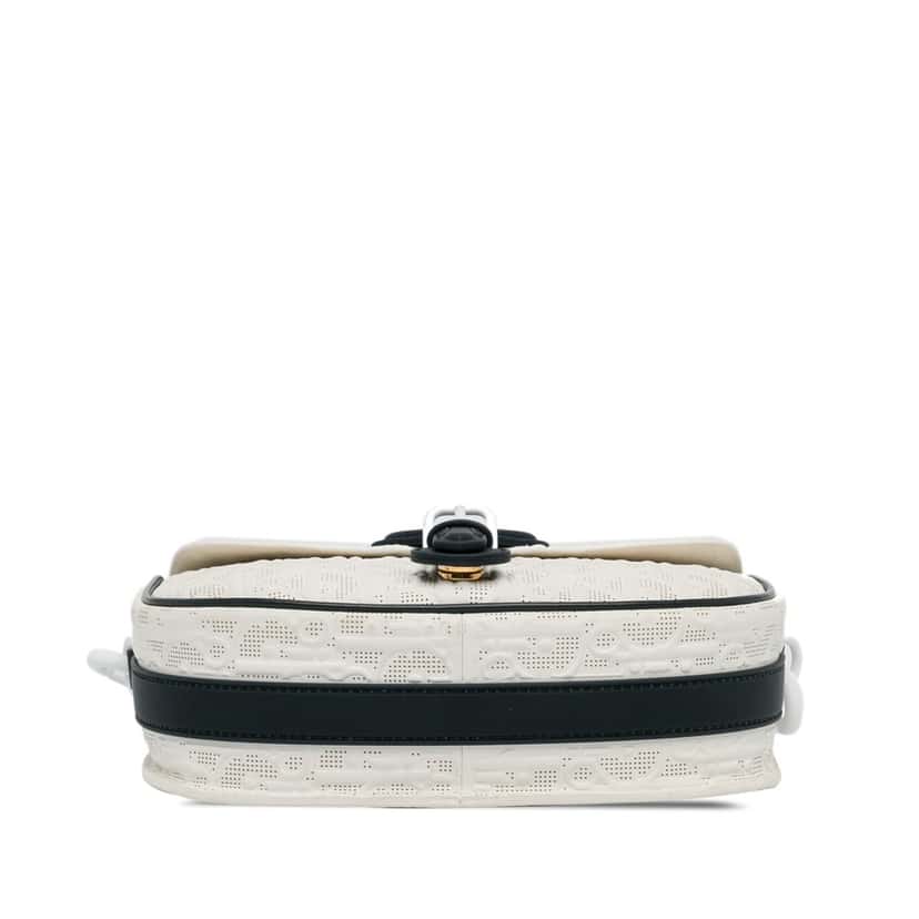 Dior Medium Perforated Calfskin Oblique Bobby Flap White Leather Good condition - Model View