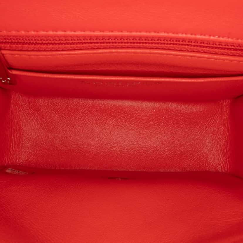 Chanel Mini Square Classic Lambskin Single Flap Red Leather Good condition - Box View