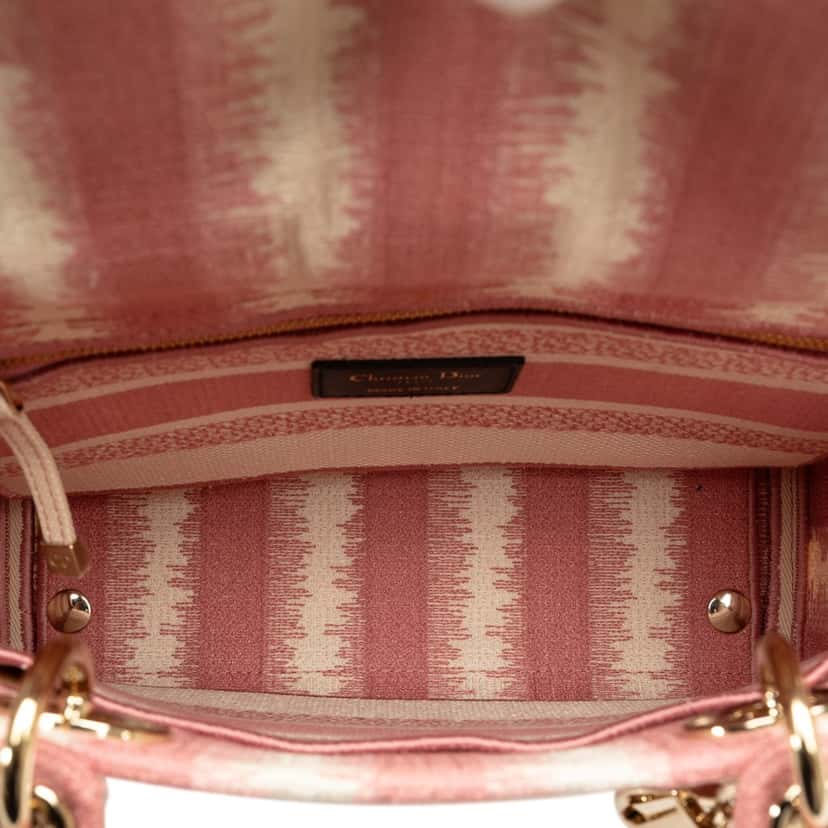 Dior Medium D-Stripes Lady D-Lite Pink Canvas Very good condition - Box View