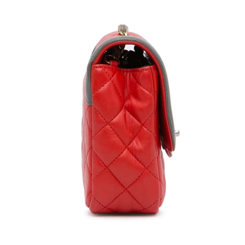 Chanel Mini Lambskin Two-Tone Day Flap Red Leather Good condition - Inside View