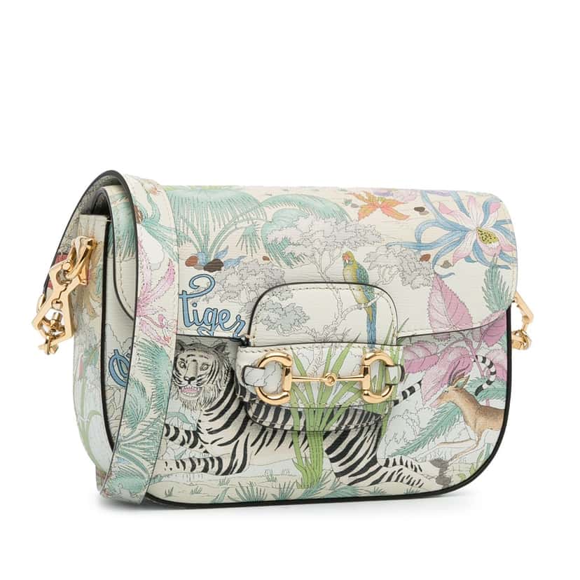Gucci Mini Tiger Horsebit 1955 Crossbody White Leather Good condition - Back View