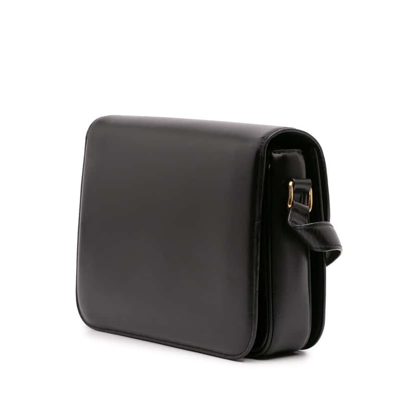 Celine Large Shiny Calfskin Triomphe Crossbody Black Leather Good condition - Back View