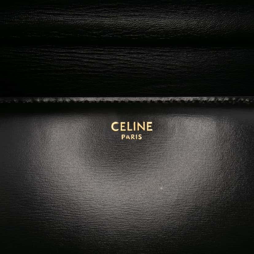 Celine Large Shiny Calfskin Triomphe Crossbody Black Leather Good condition - Box View