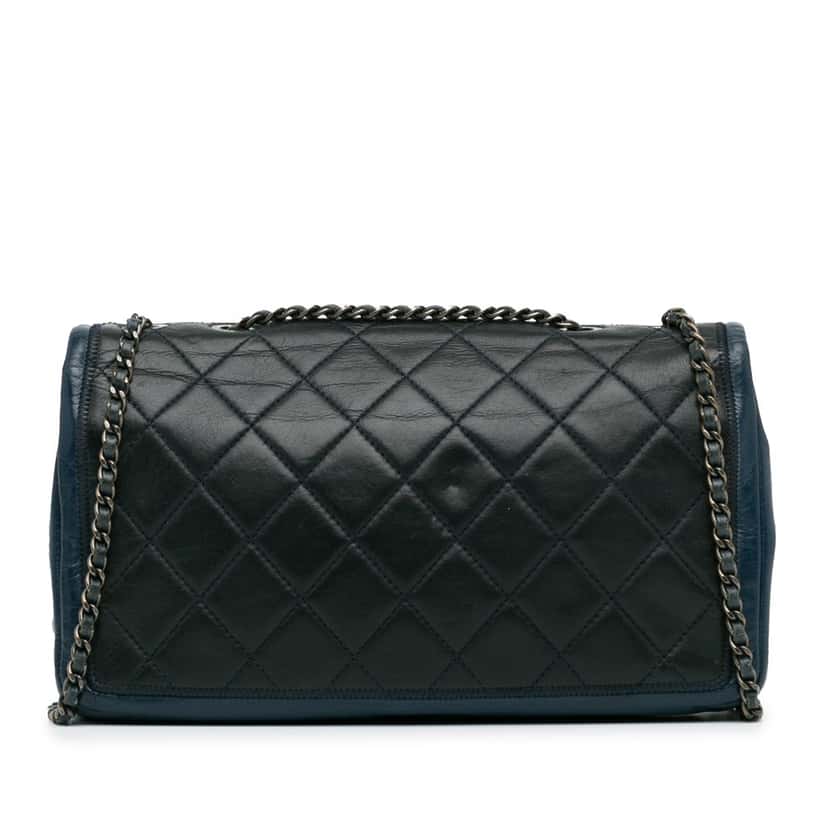 Chanel Medium Bicolor Lambskin Graphic Flap Black Leather Good condition - Inside View