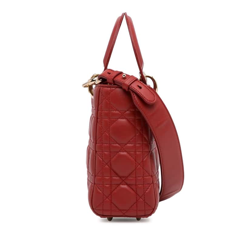 Dior Small Lambskin Cannage My ABCDior Lady Dior Red Leather Good condition - Inside View