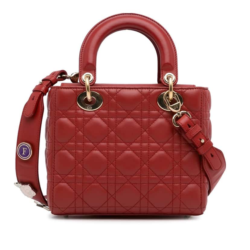 Dior Small Lambskin Cannage My ABCDior Lady Dior Red Leather Good condition - Model View