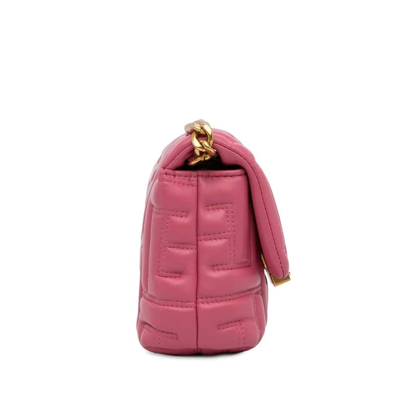 Balmain 1945 Quilted Leather Crossbody Pink Leather Good condition - Inside View