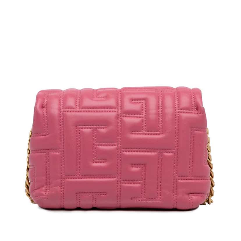 Balmain 1945 Quilted Leather Crossbody Pink Leather Good condition - Model View