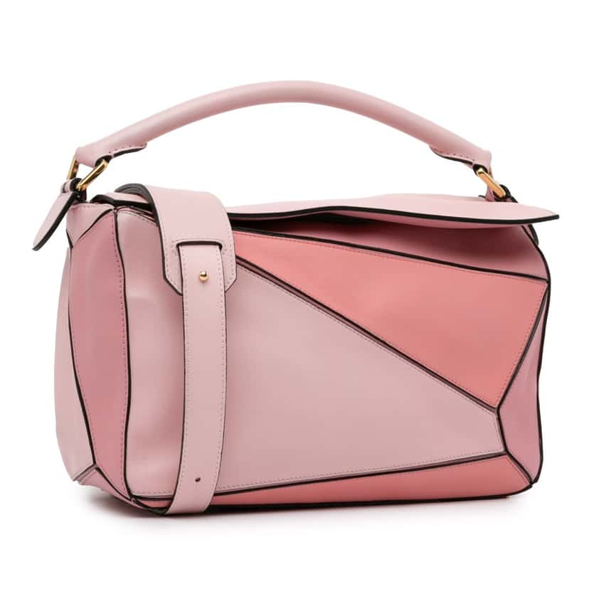 Loewe Small Calfskin Puzzle Satchel Pink Leather Good condition - Back View