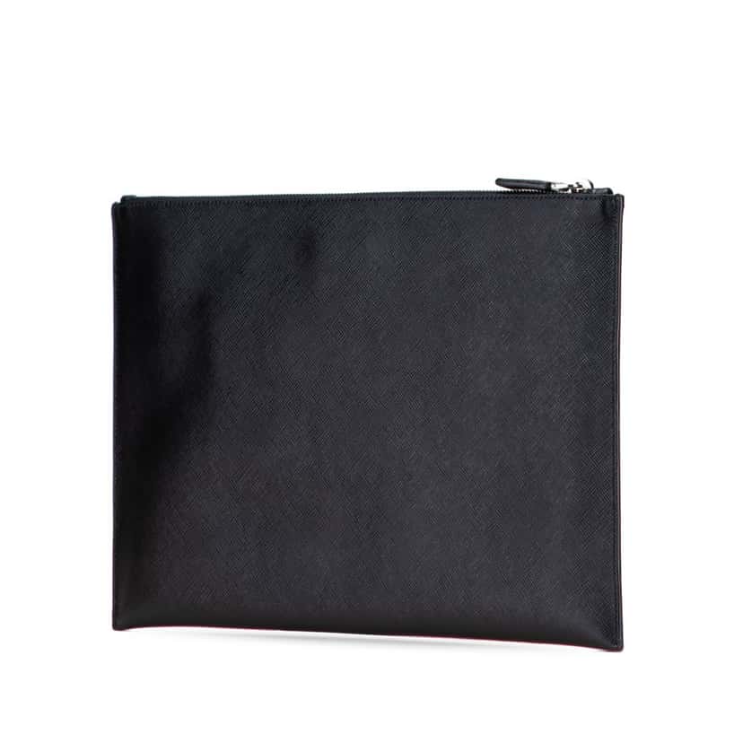 Prada Saffiano Clutch Black Leather Good condition - Back View