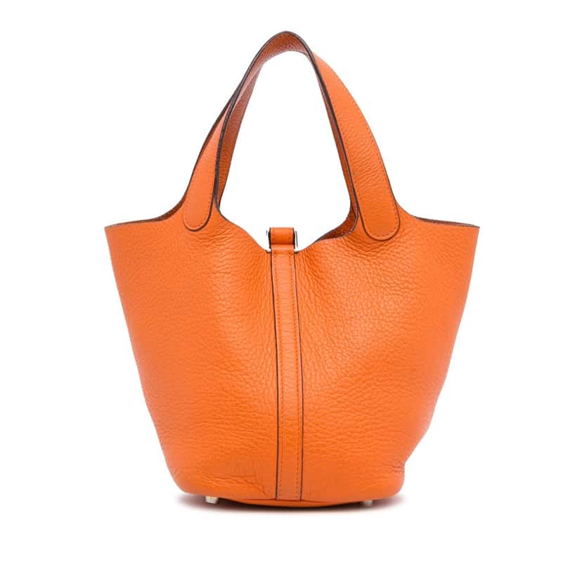Hermès Clemence Picotin Lock 18 Orange Leather Good condition - Model View