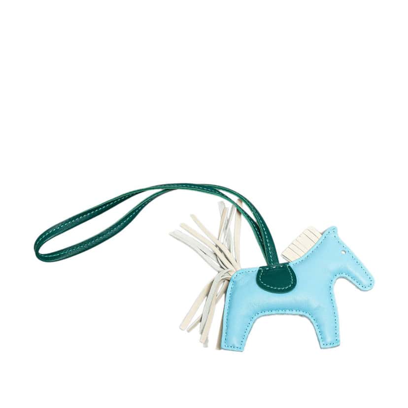 Hermès Milo Lambskin Grigri Rodeo Horse Bag Charm TPM Blue Leather Very good condition - Back View