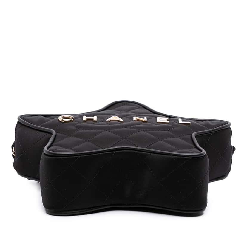 Chanel Quilted Satin Walk Of Fame Star Crossbody Black Satin Good condition - Inside View
