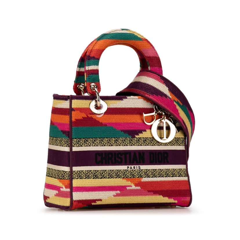 Dior Medium Canvas Lady D-Lite MultiColor Canvas Good condition - Back View