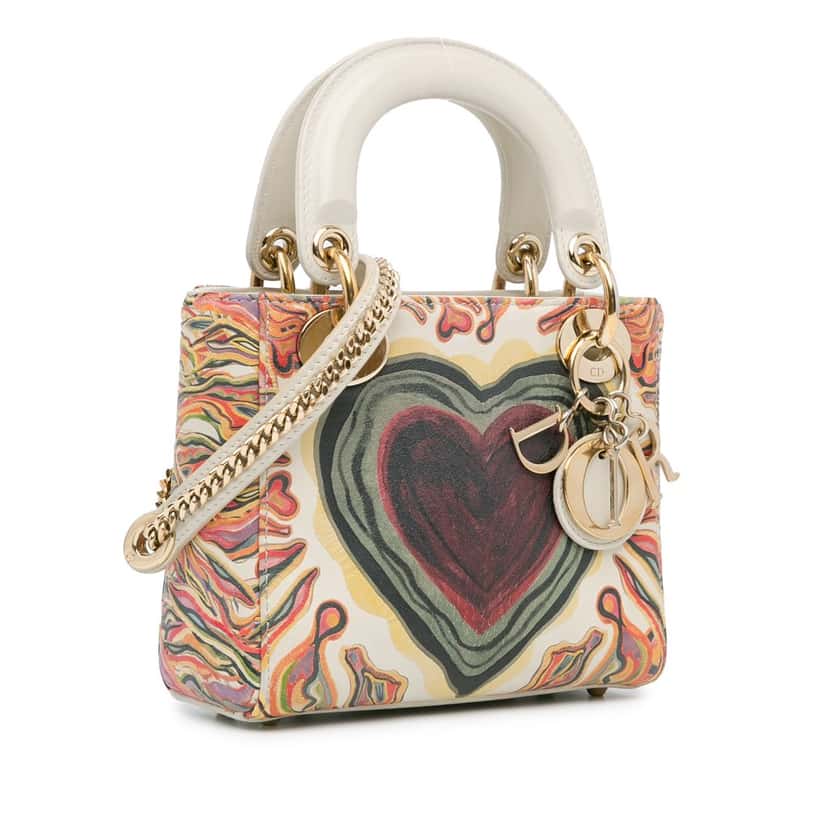 Dior Limited Edition Mini Calfskin Lady DiorAmour Lady Dior White Leather Very good condition - Back View