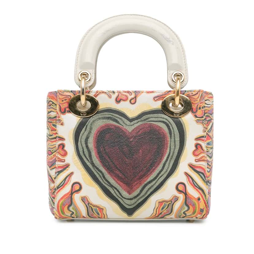 Dior Limited Edition Mini Calfskin Lady DiorAmour Lady Dior White Leather Very good condition - Inside View