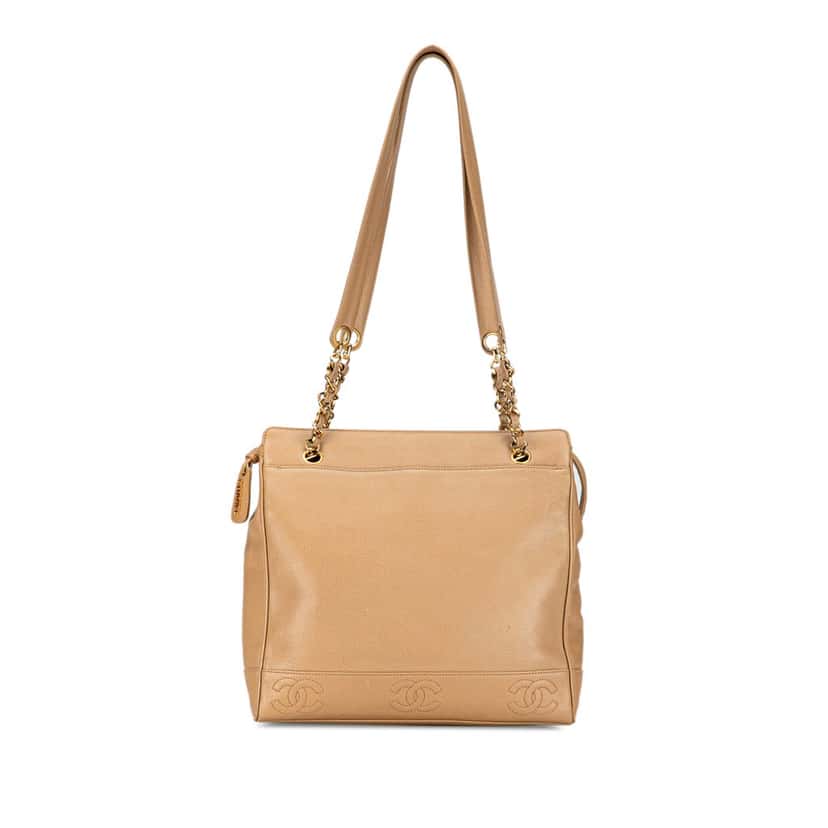 Chanel Triple CC Caviar Tote Brown Leather Good condition - Front View