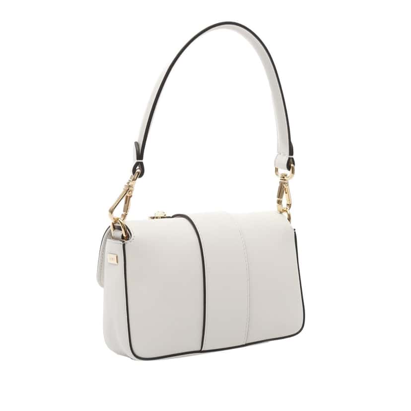Fendi Versace Vitello Seta Fendace Mini Brooch Baguette Satchel White Leather Good condition - Back View