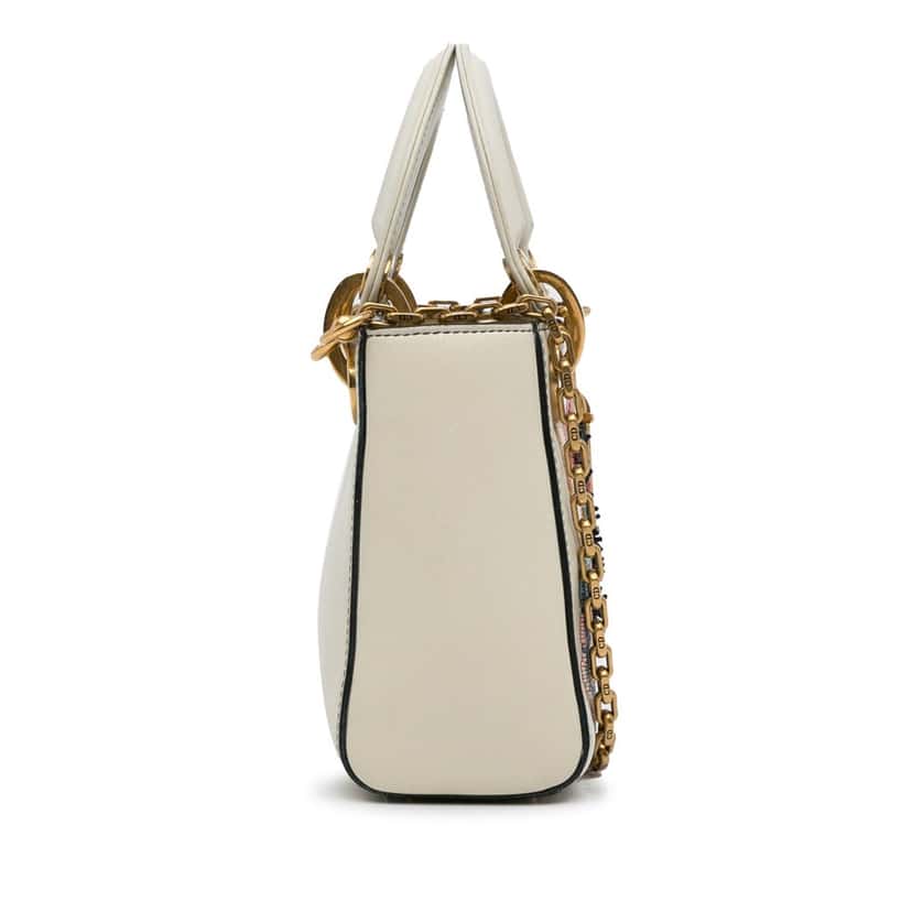 Dior Niki De Saint Phalle Mini Calfskin Dioramour Lady Dior White Leather Good condition - Inside View