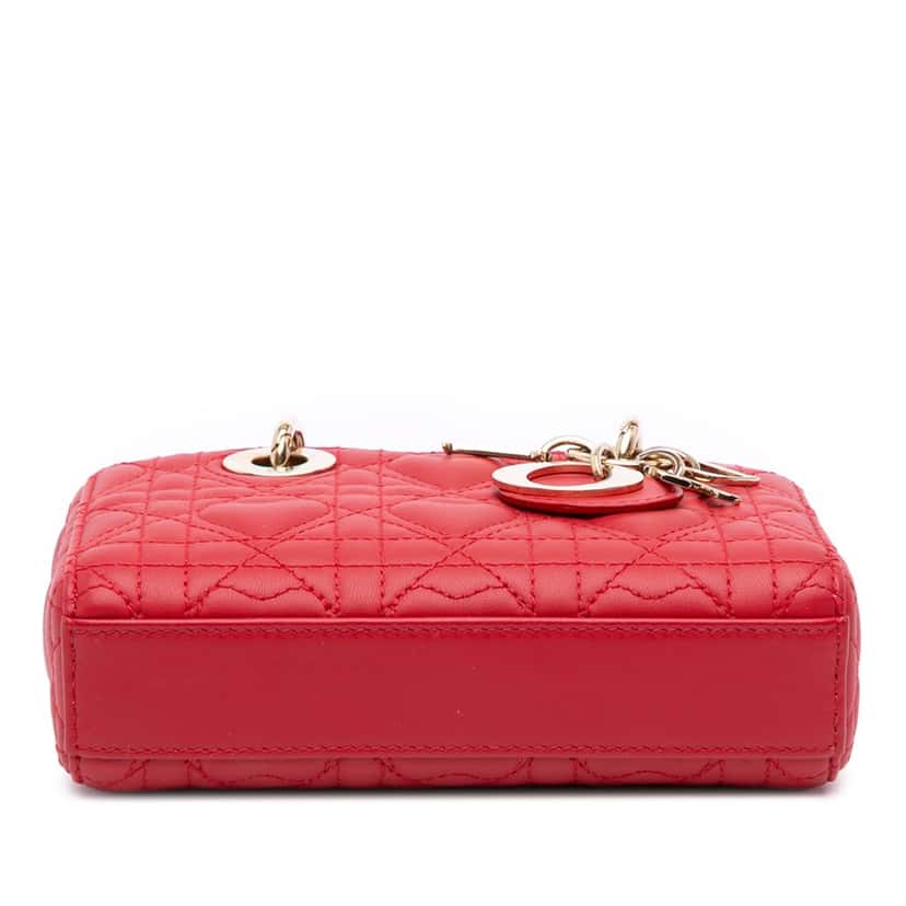 Dior Micro Lambskin Cannage Lady D Joy Red Leather Good condition - Inside View