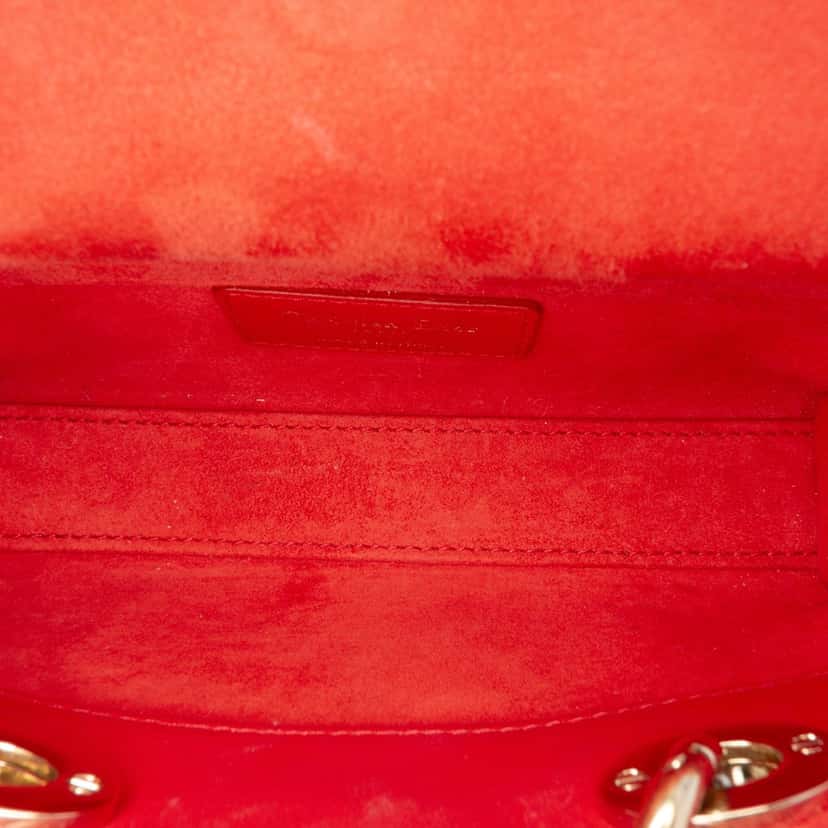 Dior Micro Lambskin Cannage Lady D Joy Red Leather Good condition - Model View