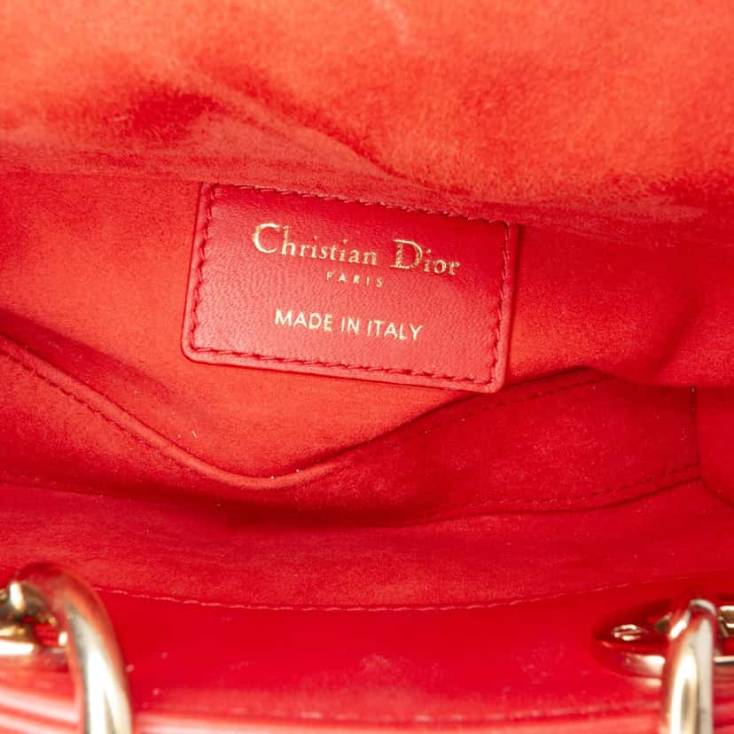 Dior Micro Lambskin Cannage Lady D Joy Red Leather Good condition - Box View