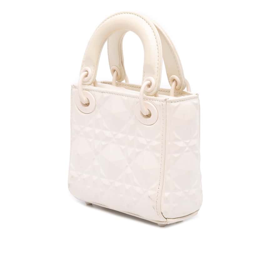 Dior Micro Ultra Matte Calfskin Cannage Diamond Motif Lady Dior White Leather Very good condition - Back View