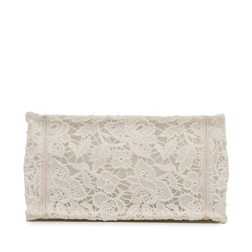 Dior Small D-Lace Embroidery Book Tote White Canvas Good condition - Model View